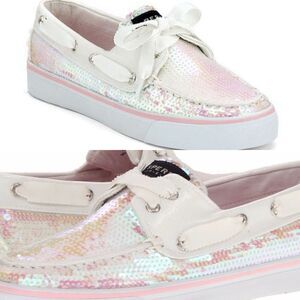 Sperry Top-Sider Bahama White Iridescent Sequin Boat Shoe